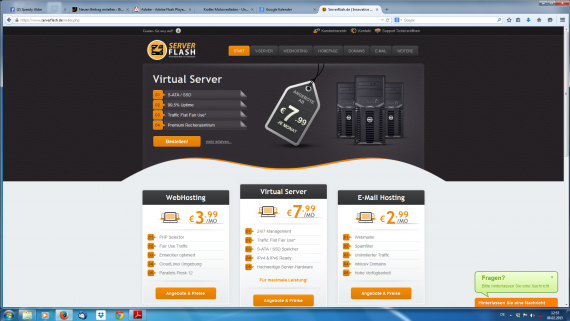 Die Startseite von Server Flash. Ich finde, dass hat er richtig gut hinbekommen!