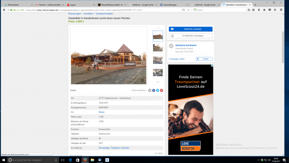 Screenshot: Das White Buffalo wird in verschiedenen Portalen inseriert. 